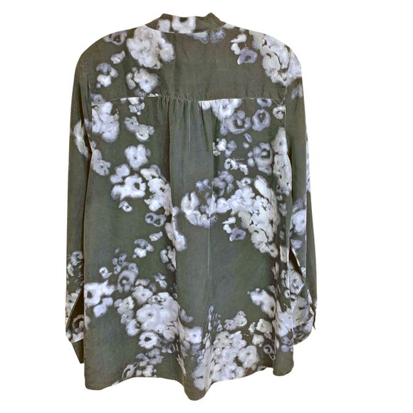 J Jill Black and Gray Floral Watercolor Print 100% Silk‎ Tunic - Picture 9 of 10